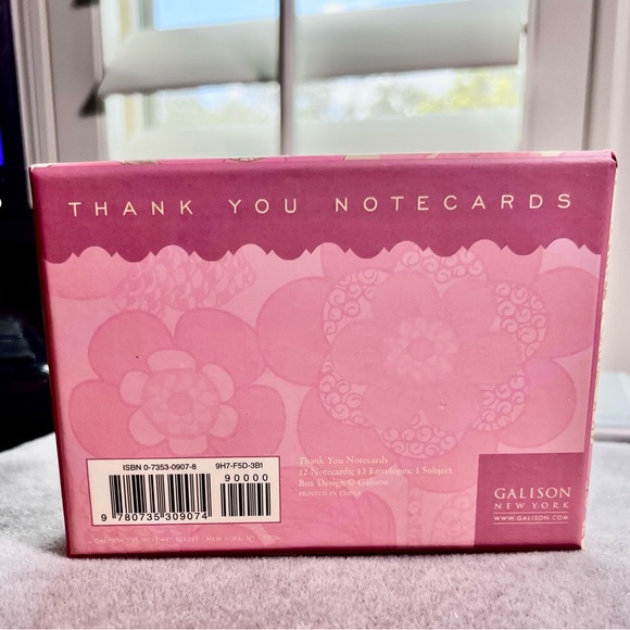 New Galison New York Pink Floral Thank You Cards Box of 12 - Picture 5 of 5